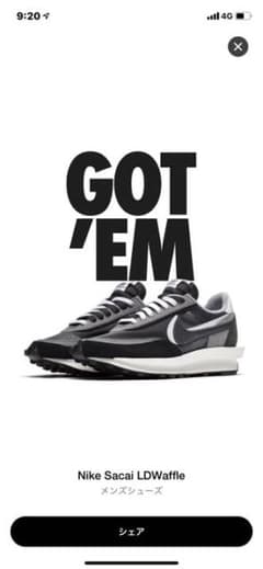 NIKE SACAI waffle ワッフル　BLACKのサムネイル
