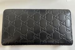 GUCCI シグネチャー GGシマレザー ブラック 長財布 グッチのサムネイル
