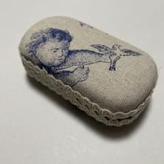 トワルドジュイ青の天使とバラ柄 小物ケース ハンドメイド