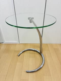 IDC大塚 ガラスラウンドテーブル サイドテーブル コーヒーテーブル