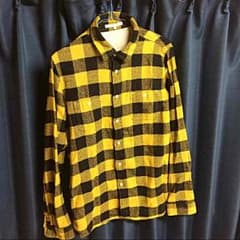 格安！チェックシャツ ネルシャツ イエロー 黄色のサムネイル