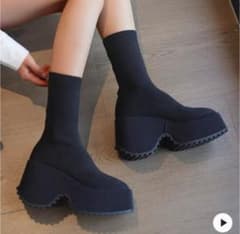 厚底 ソックスブーツ ブラックのサムネイル