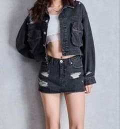 GYDA ZIP POCKETダメージショートデニムGジャンのサムネイル