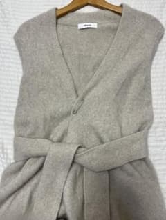 ebure - 極美品 エブール フォックス シルク シャギー ニット ロング ジレ ベルト 紺 極美品 エブール フォックス シルク シャギー ニット ロング ジレ