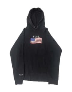 y2k パーカー ブラック 星条旗ロゴ USA street swag