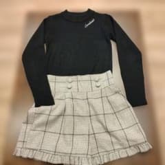 Lovetoxic　黒い長袖トップスとチェック柄スカートセットのサムネイル