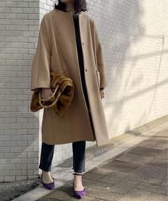 NOBLE ノーブル MANTECOミドルコート36 雑誌記載】ノーブル◇サイズ36◇MANTECOミドルコート◇ノーカラー