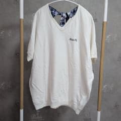 RODEO CROWNS　Vネック半袖Tシャツ　半袖ニット　フリーサイズ　白のサムネイル