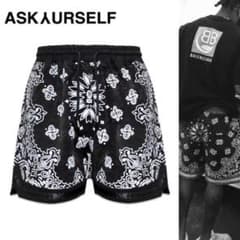 稀少 ASKYURSELF ペイズリー柄 フェード ショーツ M ブラック 稀少 ASKYURSELF ペイズリー柄 フェード ショーツ M ブラック - メルカリ