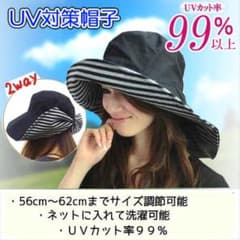 グレー　UVガードつば広帽子 首までしっかり UVカット率99% ２wayのサムネイル