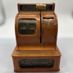 昭和レトロ 2 COIN GUARD MAN REGISTER BANK 貯金箱 - メルカリ