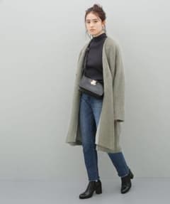 jun様専用‼️アダムエロペ　モヘヤシャギーノーカラーコート　#グリーン系のサムネイル