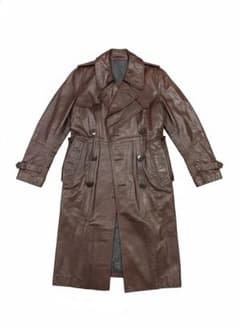 最高級】ヴィンテージ レザーロングコート トレンチコート 本革 濃茶