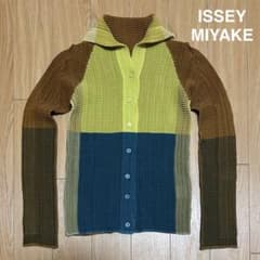 イッセイミヤケ 長袖シャツ カーディガン プリーツ マルチカラー