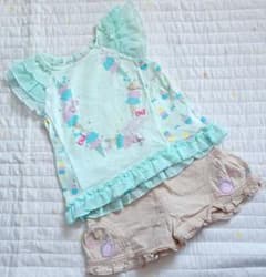 mezzo piano アイスクリーム フリルカットソー シェル柄ショートパンツのサムネイル