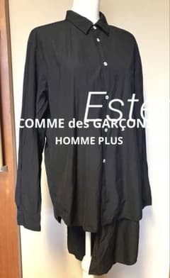 コムデギャルソンHOMMEプリュス 製品染めアシメレイヤー神ブラウス 黒 L コムデギャルソンHOMMEプリュス 製品染めアシメレイヤー神ブラウス 黒