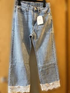 【L】田中里奈 mysa closet デニムパンツ レース裾のサムネイル