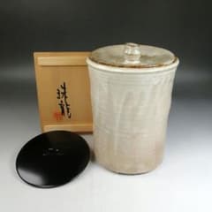 Ｗ４１１　水指　『龍清焼』『北濱珠龍 造』『塗替蓋付』　共箱　茶道具 W411 水指 『龍清焼』『北濱珠龍 造』『塗替蓋付』 共箱 茶道具