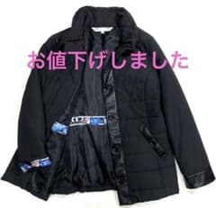 レオナール スポーツ 中綿 フェイクレザー切替 キルティングコートA 