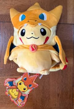 タグ付き ポケモン メガリザードンYのポンチョを着たピカチュウ