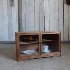 モールガラス 収納棚 飾り棚 キャビネット 古家具 古い小さなモールガラス戸棚 収納棚 食器棚 キャビネット 古家具