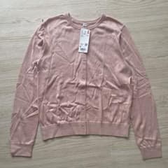 【新品】UNIQLO ユニクロ UVカットクルーネックカーディガン　ピンク　Mのサムネイル
