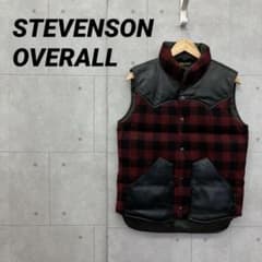 STEVENSON OVERALL ダウンベスト レザー切替 チェック 赤 黒 STEVENSON OVERALL ダウンベスト レザー切替 チェック 赤 黒 - メルカリ