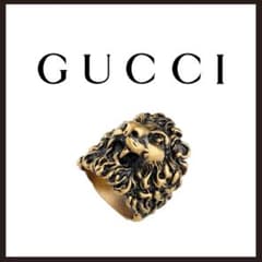 新品 未使用 GUCCI グッチ ライオンヘッド メタルシリング ゴールド19 