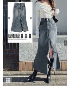 スリットラッフルデニムマーメイドスカート nh190のサムネイル