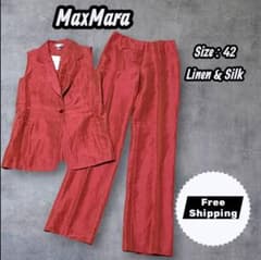 Thumbnail of 極美品✨️ マックスマーラ ジレ パンツ セットアップ リネン シルク 42