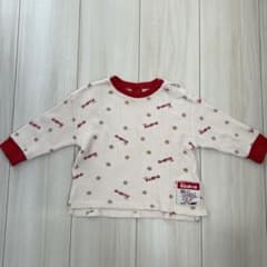 ミニボーロ 総柄ワッフル長袖Tシャツ 80cm レッド系 ベビー服のサムネイル