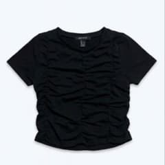 forever21 シャーリング クロップド トップス ブラックのサムネイル