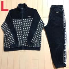 カッパKappaジーユーGUベロアジャージ上下セットLメンズ黒BLACKコラボ