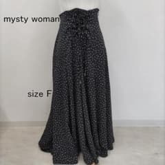 mysty woman ドット柄 フレアロングスカート サイズFのサムネイル