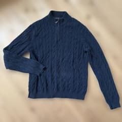 Brooks Brothers ネイビー ケーブルニット セーター Lのサムネイル