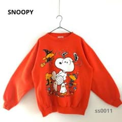 SNOOPY スヌーピー ハロウィン 90s LL 古着 オレンジ 裏起毛のサムネイル