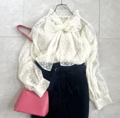 ノーリーズ 2024 2WAYシアーリボンブラウス ドット オフホワイト