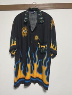 激レア 90's Blue Wave アロハシャツ XXL ファイヤーパターンのサムネイル