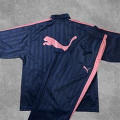 PUMA ジャージ セットアップ XO ビッグロゴ ピンク ネイビー Y2K PUMA ジャージ セットアップ XO ビッグロゴ ピンク ネイビー Y2K