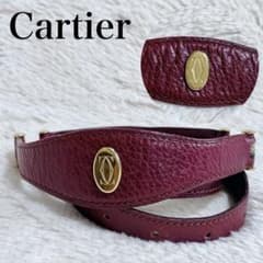 極美品 Cartier カルティエ マストライン レザー 型押し ベルト 金  