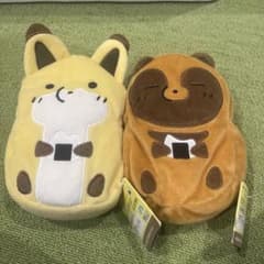 너구리와 여우 봉제 인형 파우치 ~ 기저귀 맛있다 ~ 파우치 세트