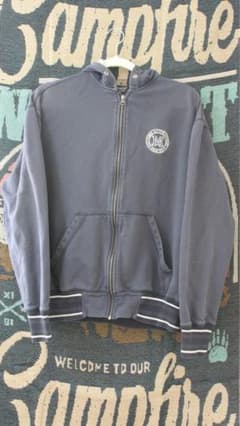 MOBACO COTTONS ジップアップパーカー ネイビー M 古着のサムネイル