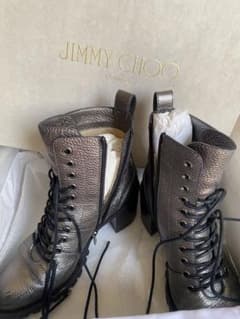 JIMMY CHOO メタリックグレーレースアップブーツのサムネイル