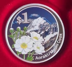 ニュージーランド 2007年 Aoraki/Mount Cook 1オンス 銀貨 新品 2007ニュージーランド 1ドル銀貨 アオラキ マウントクック保証書