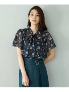 新品☆ ANAYI ドビーフラワーPTタイブラウス/セオリー、23区、ロペ