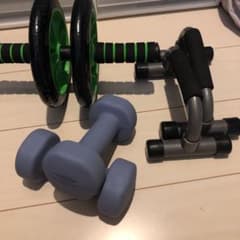 トレーニングセット　ダンベル3kg プッシュアップバー　腹筋ローラーのサムネイル