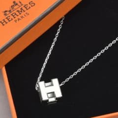 美品◇エルメス カージュドアッシュ Hキューブ チェーンネックレス