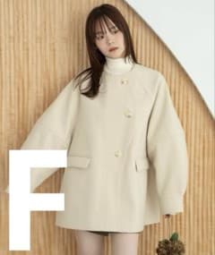 完売品】hinari ウェーブデザインミドルコート アイボリー FREEサイズ