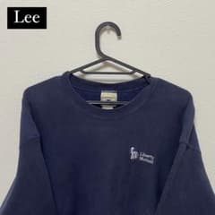 刺繍ロゴ 古着 Lee スウェット ワンポイントロゴ ネイビーのサムネイル
