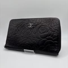 CHANELシャネル カメリア長財布 ラムスキン 黒 ブラック - メルカリ